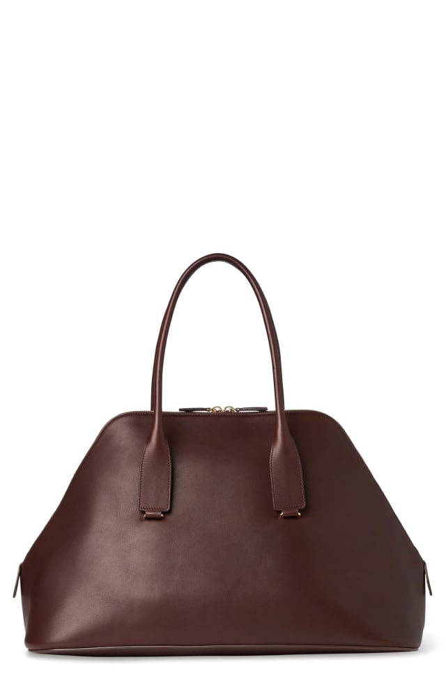 Bottega Veneta Arco Large handbag brown smooth leather with top handles and gold-tone zipper closure