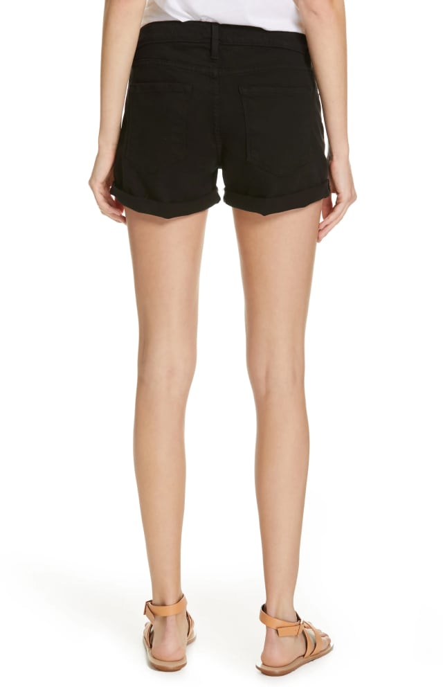 AGOLDE Riley Denim Shorts 90s black washed cotton blend with rolled cuffs