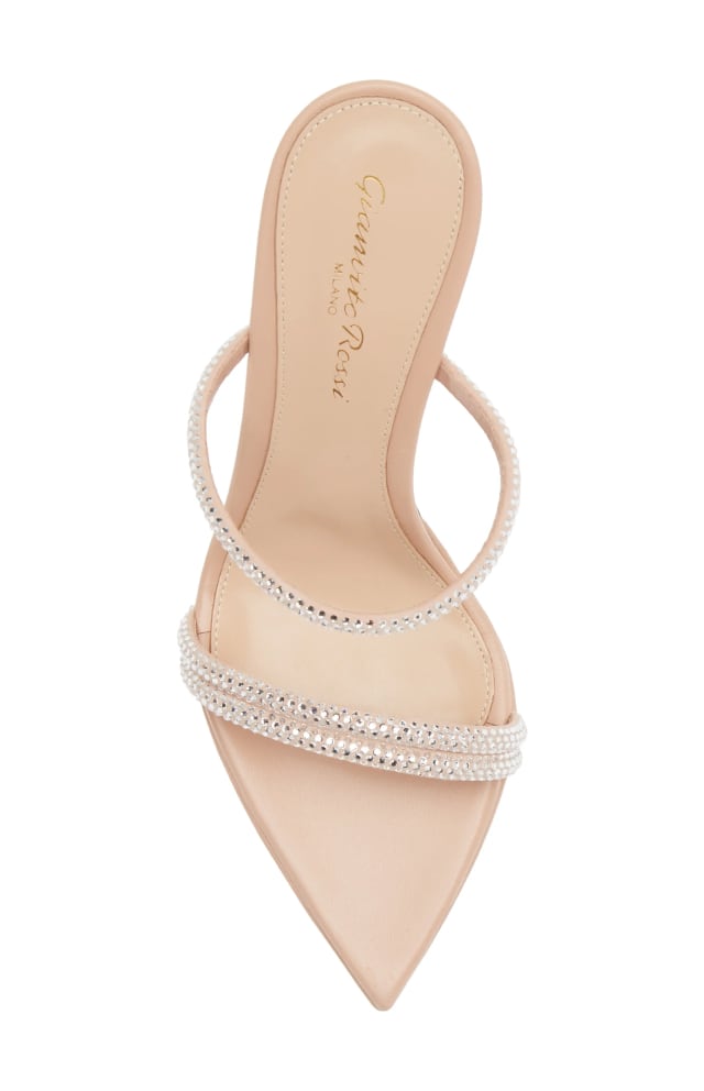 Gianvito Rossi mule sandals nude leather with crystal embellished straps