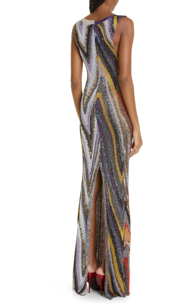 Missoni Zigzag Patterned Maxi Dress multicolor knit fabric sleeveless with back slit