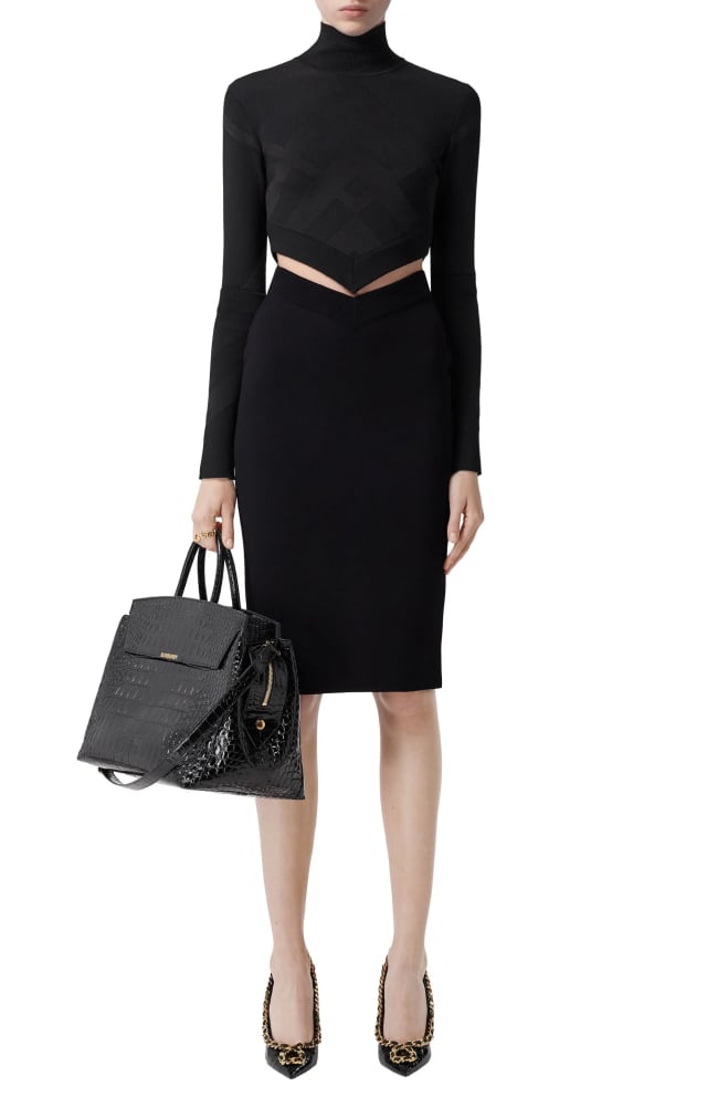 Givenchy Horizon medium BK0610K0J9 black croc embossed leather handbag with double handles and gold hardware