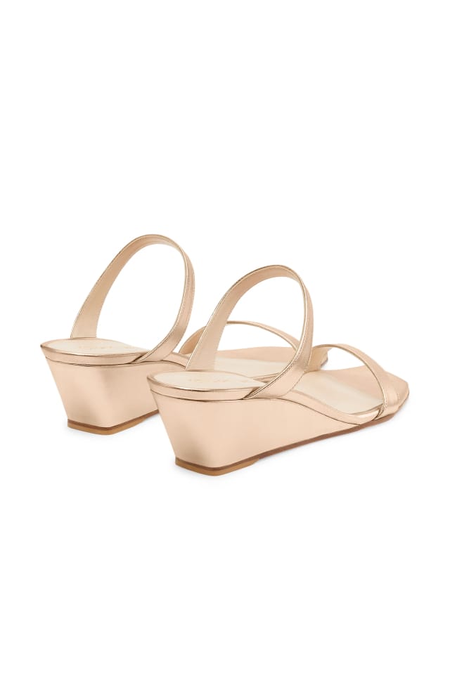 Stuart Weitzman NudistSong Wedge Sandal Rose Gold leather slingback evening shoe