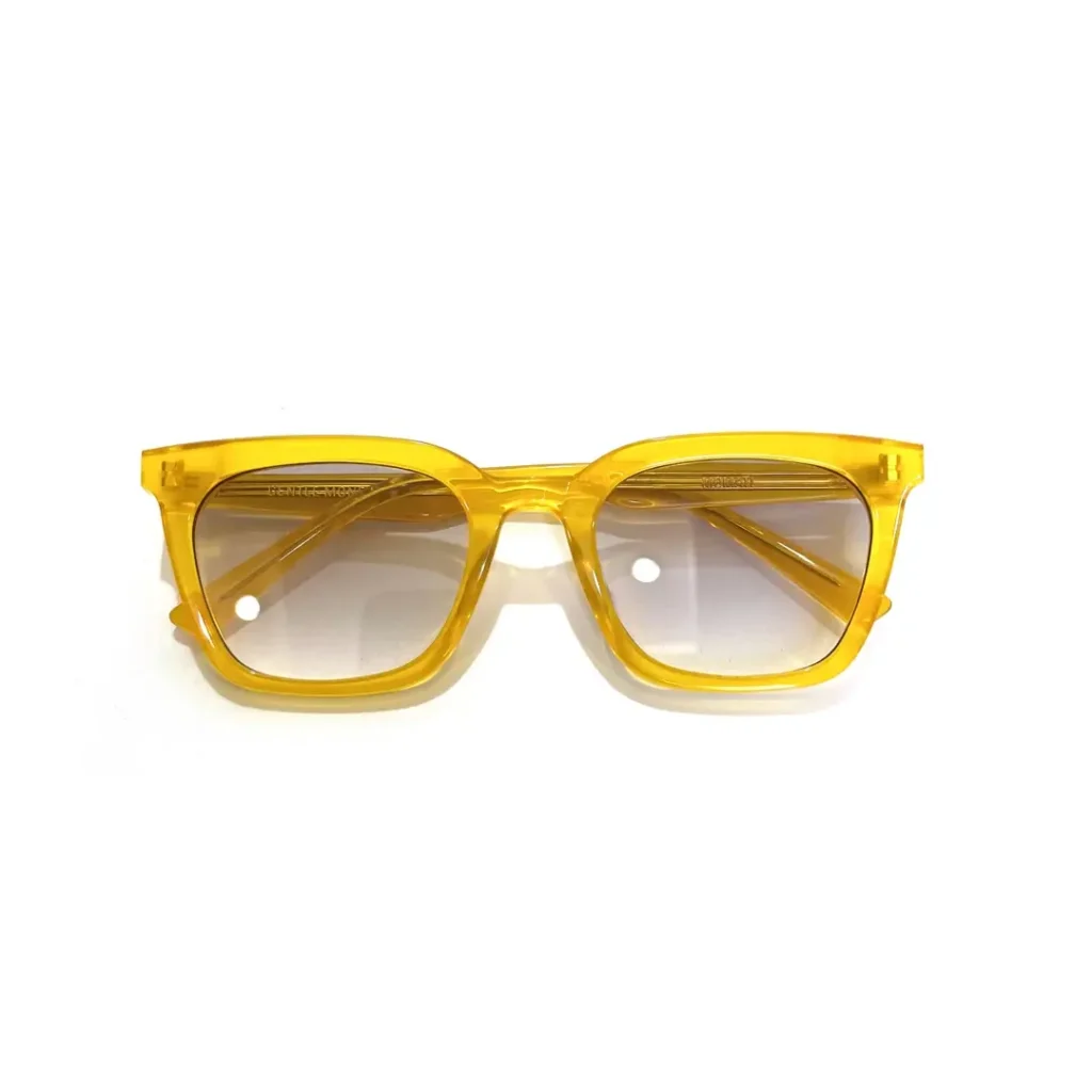 Gentle Monster sunglasses yellow acetate frame gray gradient lenses fashion accessory