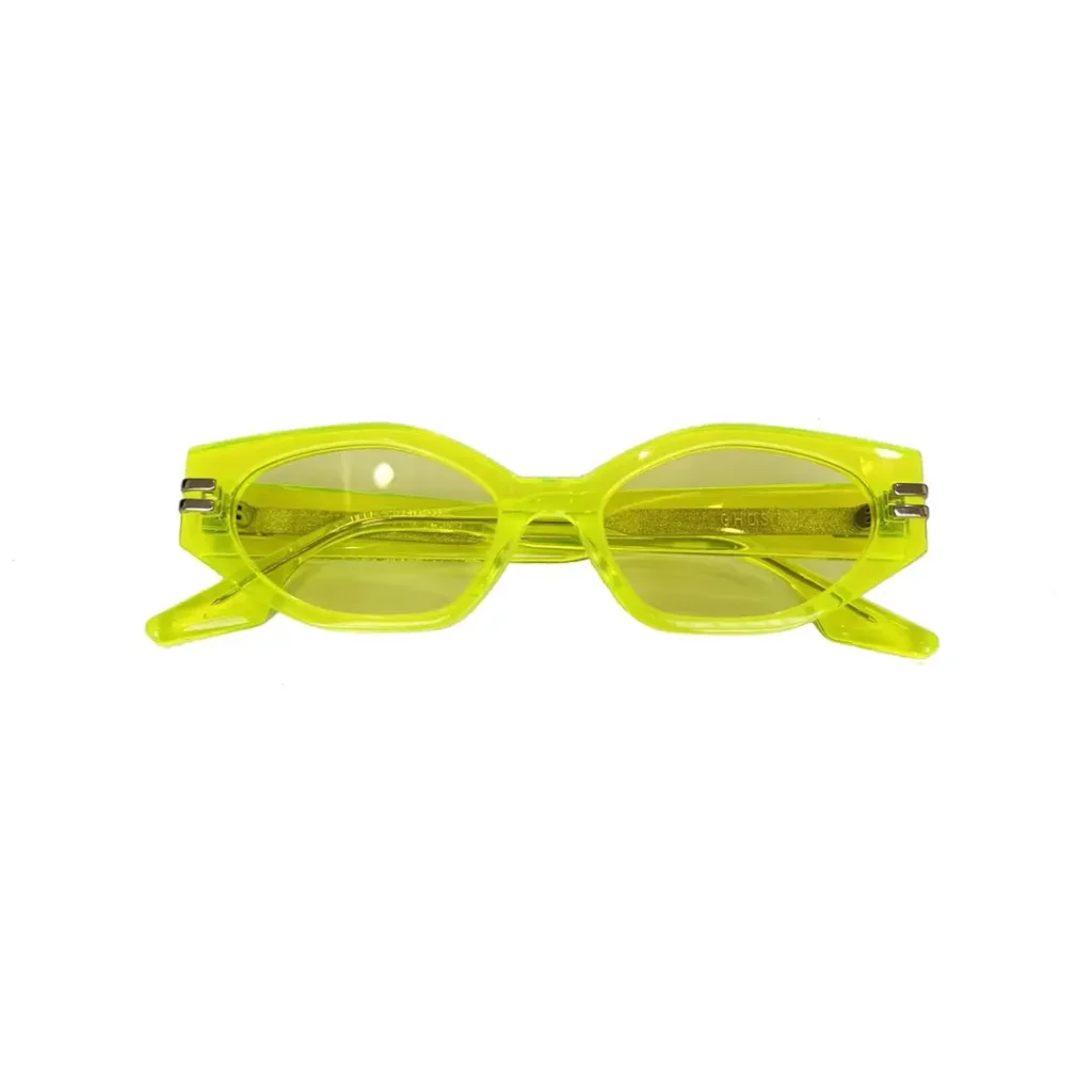 GHOST yellow sunglasses translucent plastic frame with metal hinge accents