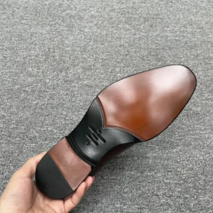 Louis Vuitton men's dress shoes brown leather sole black heel leather upper size 7