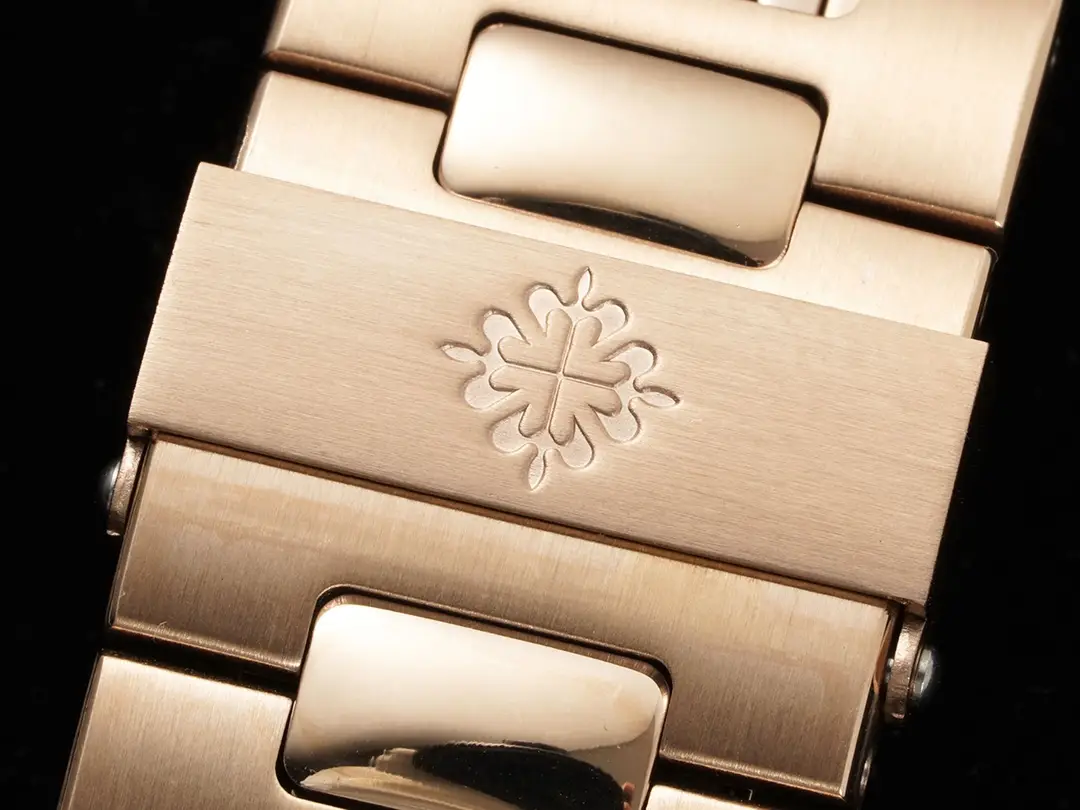 Patek Philippe watch bracelet rose gold stainless steel clasp with Calatrava cross logo engraving