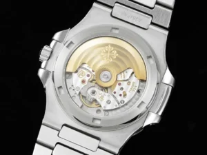 Patek Philippe Nautilus 5711 Diamond Set watch showcasing intricate mechanical movement and stainless steel design, emphasizing luxury and craftsmanship.