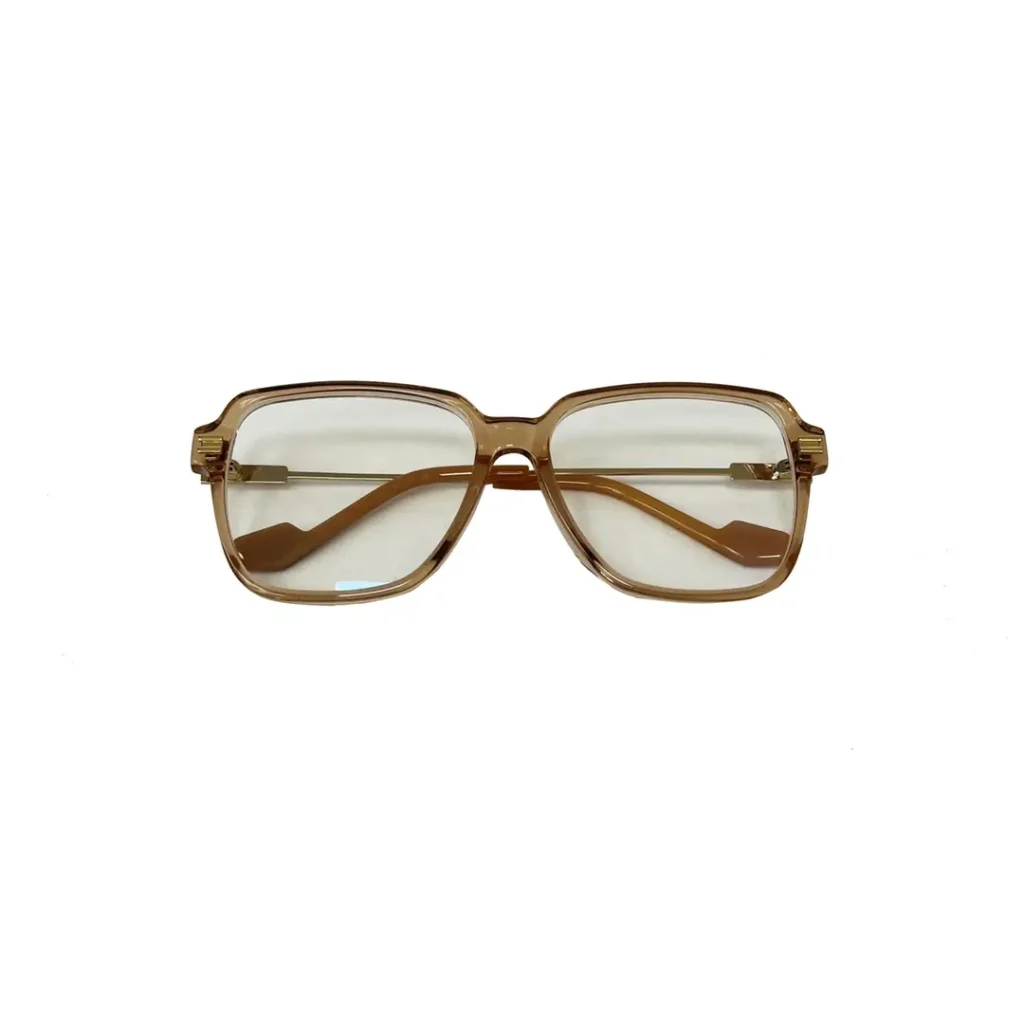Celine eyewear light brown square frame acetate glasses with metal temples and clear lenses