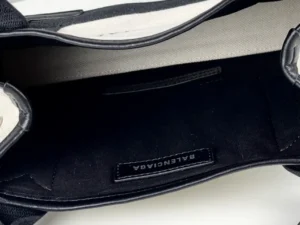 Balenciaga bag black canvas and leather interior with stitched brand label
