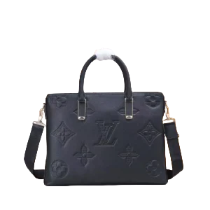 Louis Vuitton Porte-Documents Voyage 41 M57274 Navy blue embossed leather briefcase bag