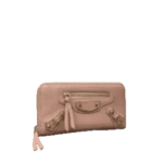 Balenciaga Classic Zip Around Wallet pink leather with gold-tone hardware and zipper closure
