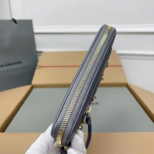 Balenciaga Wallet navy blue leather gold-tone zipper compact design accessory