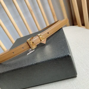 Prada belt brown saffiano leather gold-tone buckle accessory