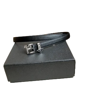 Prada leather belt black adjustable silver-tone buckle luxury accessory