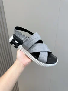Givenchy Flip Sandals gray crocodile leather black white rubber sole summer sandals