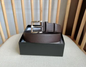 Louis Vuitton belt brown leather silver-tone buckle accessory elegant design
