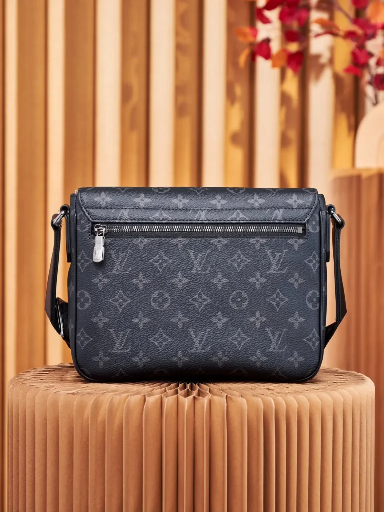 Louis Vuitton District PM messenger bag black monogram canvas leather trim with zippered front pocket