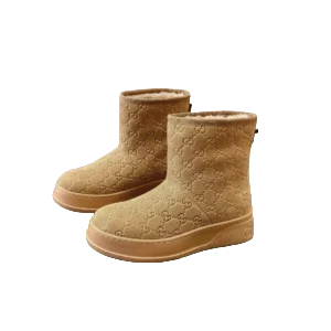 Gucci GG embossed ankle boots beige suede with rubber sole winter footwear