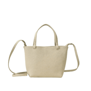 The Row Park tote bag in soft lychee patterned cowhide, featuring dual handles and a removable shoulder strap, ideal for minimalist style and practical use.