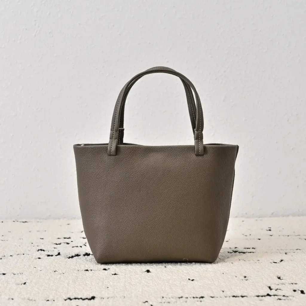 Unknown brand taupe tote bag small size soft textured leather material