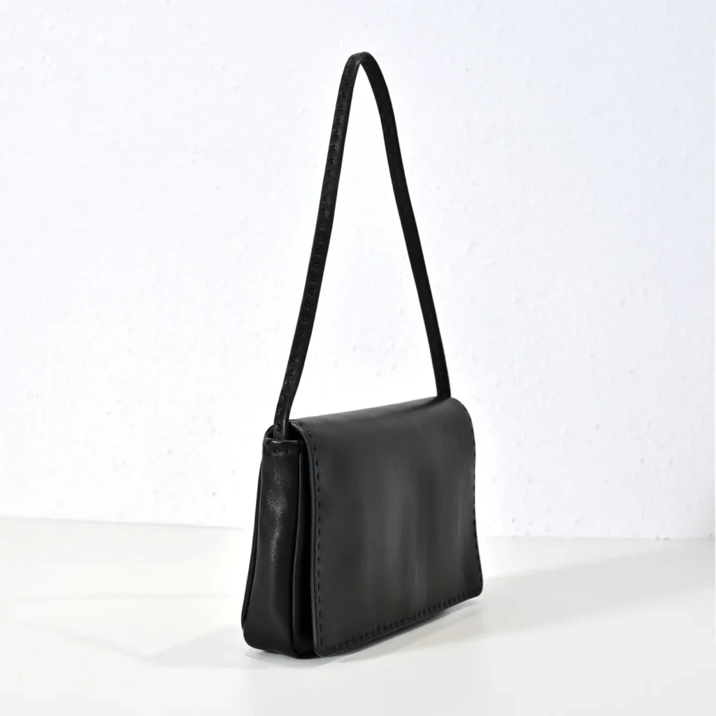 Repsgoat Classic Shoulder Bag small black smooth leather minimalist design