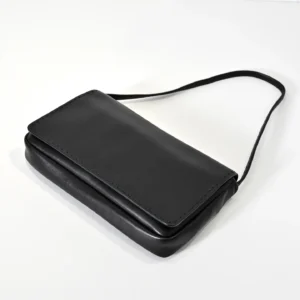 Therow Nuance Sheepskin Tote Bag in black leather, minimalist design, showcasing soft lambskin material and sleek silhouette, ideal for understated luxury.