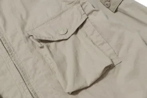 Stone Island ISLAN coat close-up showcasing the fabric texture and pocket details, emphasizing quality and design in replica designer clothing.