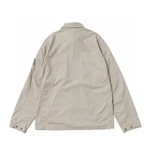 Back view of a Stone Island ISLAN coat in beige, showcasing the fabric texture and design details, featured on an e-commerce page for replica designer products.