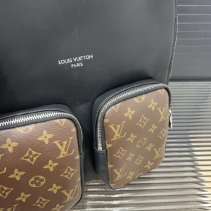 Louis Vuitton Palm Springs Mini backpack black canvas with brown monogram coated canvas front pockets