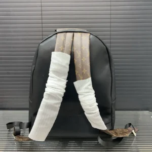 Louis Vuitton backpack medium black leather monogram canvas adjustable straps