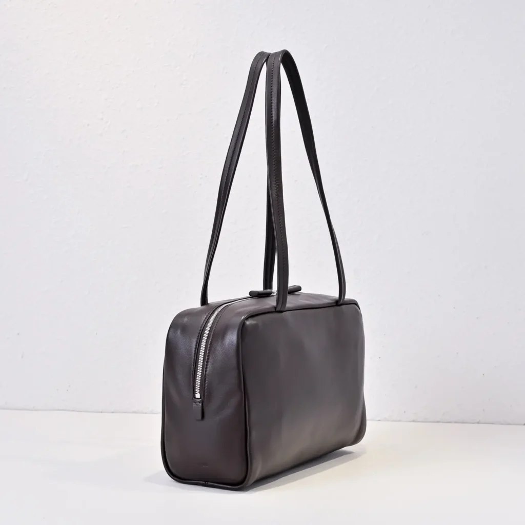 Celine medium rectangular shoulder bag black smooth leather with silver zipper detail