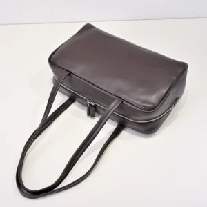 Shoulder bag handbag with handle, The Row Astra Bowling design, sheepskin material, gray color, top zipper closure, stylish and functional.