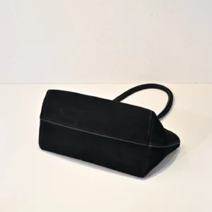 The Row Ascot Medium 24 black suede leather tote bag with double handles