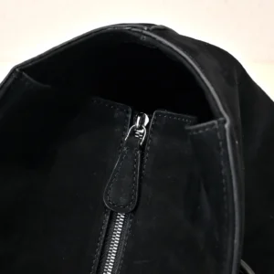 Balenciaga ankle boots black suede leather with silver zipper detail close-up view