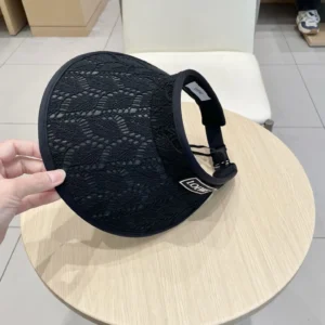 Loewe visor hat black lace fabric with embroidered logo detail adjustable strap