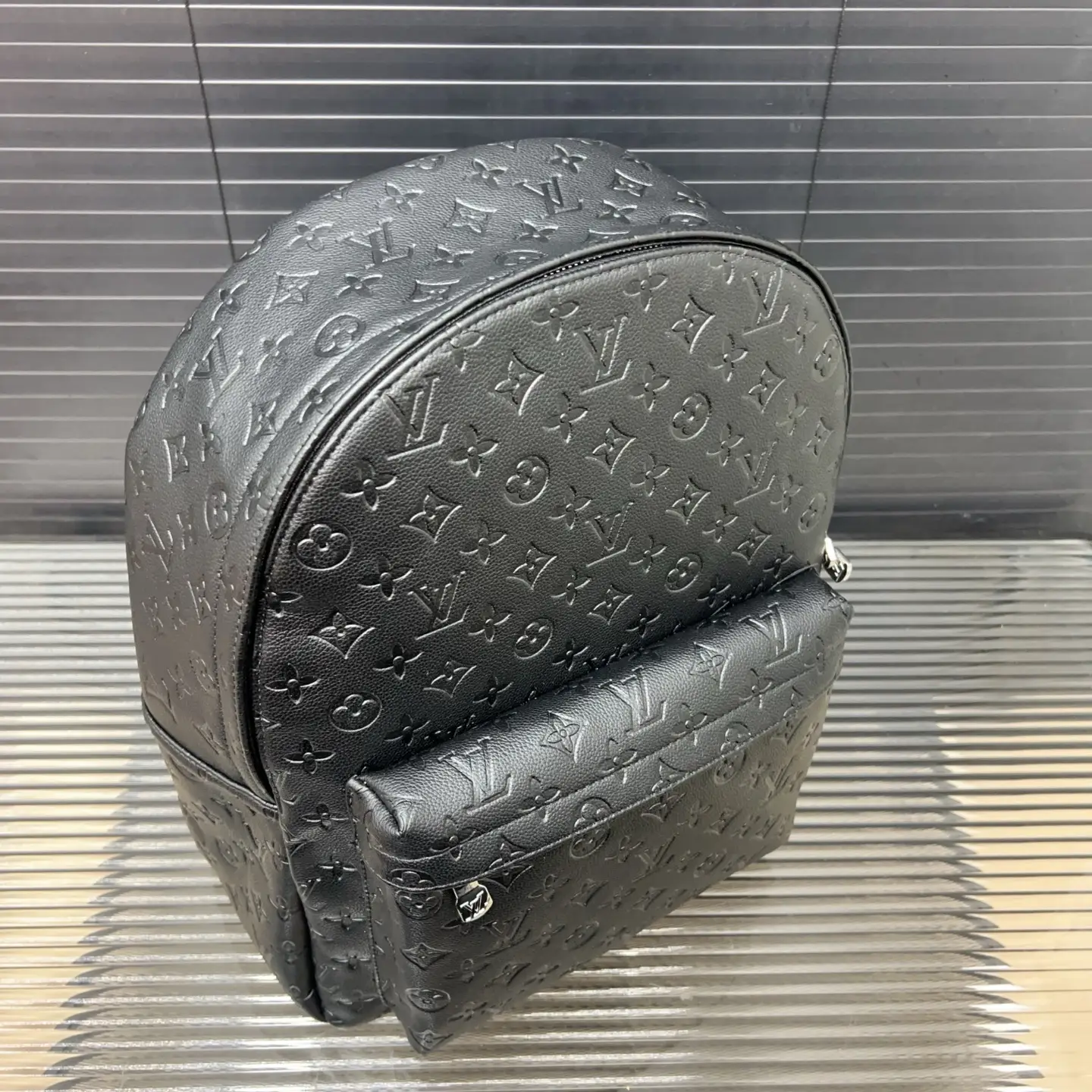 Louis Vuitton Palm Springs backpack small black monogram embossed leather bag with front zip pocket