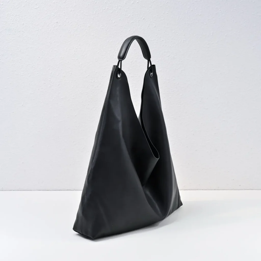 The Row Ascot medium black hobo bag smooth leather with single top handle