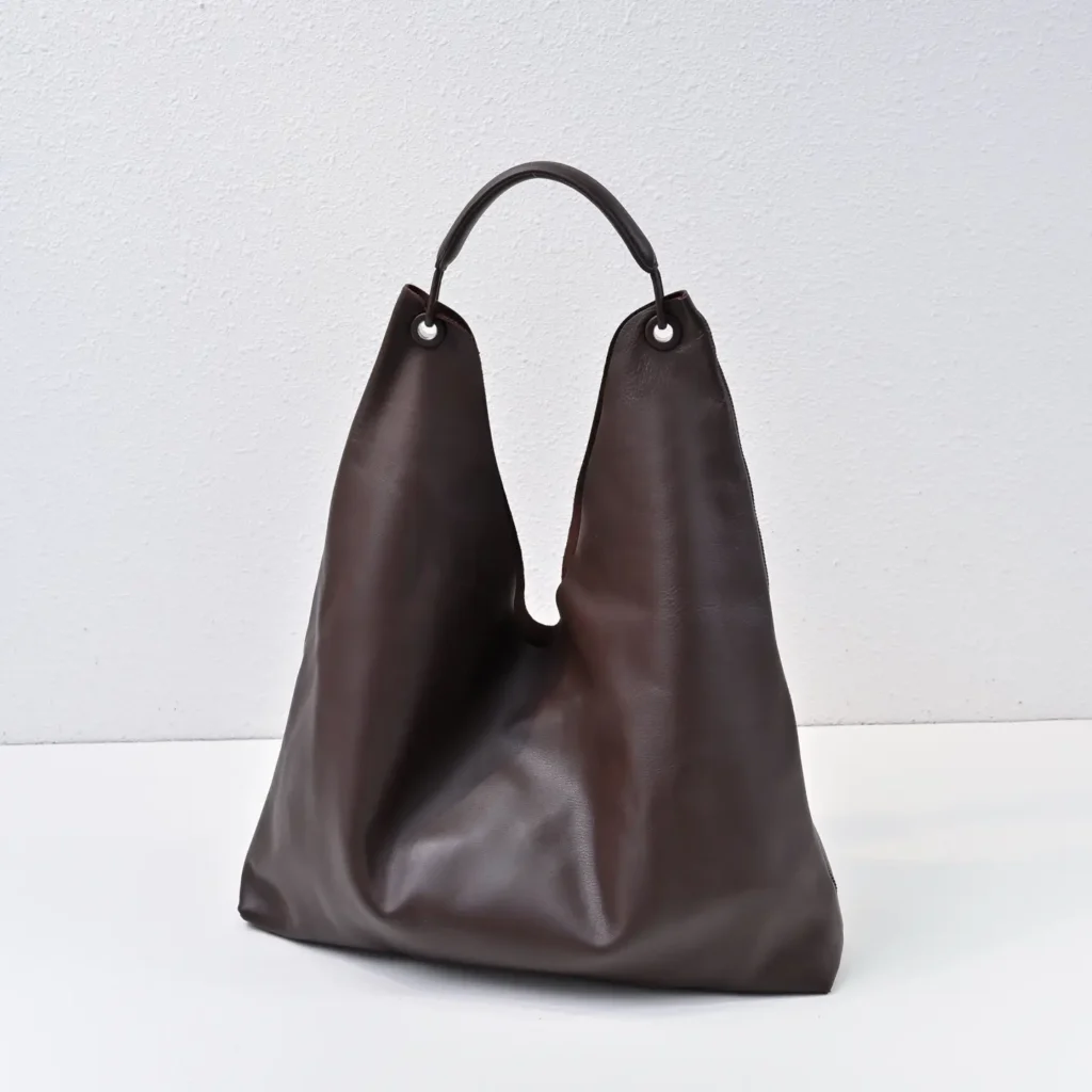 Generic brand leather hobo bag large dark brown genuine leather with single top handle