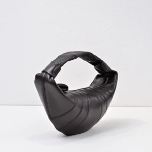 Bottega Veneta Jodie Mini 651876 VCP40 black leather crescent shoulder bag with padded handle