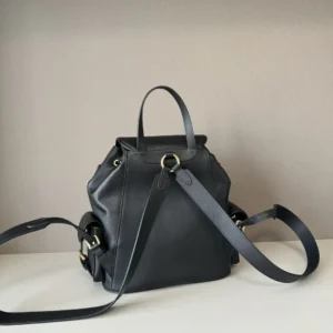 Celine Backpack small black smooth leather bag with gold-tone hardware and adjustable straps