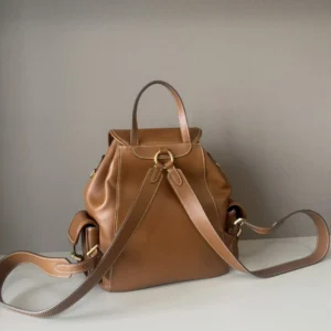 Loewe Small Backpack 22 tan brown leather adjustable straps gold hardware