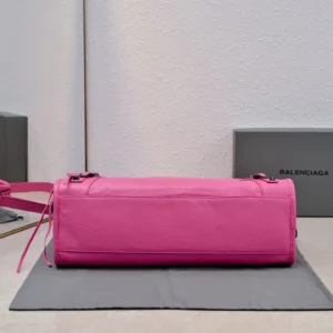 Balenciaga Hourglass XS 550646 pink leather shoulder bag with top handle and adjustable strap