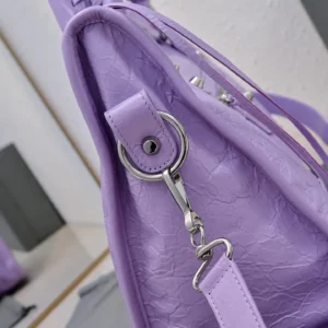 Balenciaga Classic City Medium 640614 lilac purple crinkled leather handbag silver hardware
