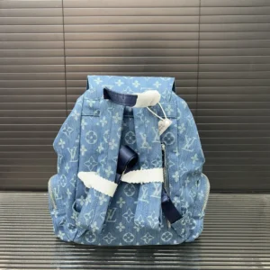 Louis Vuitton Palm Springs Mini backpack blue monogram denim canvas bag with adjustable straps