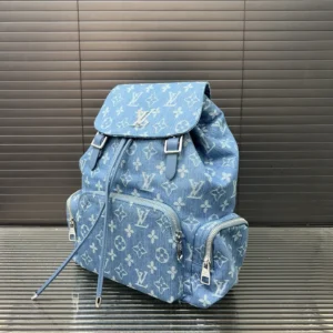 Louis Vuitton Christopher PM backpack small blue monogram denim canvas with leather trim