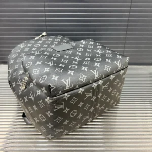 Louis Vuitton backpack medium gray monogram canvas leather trim with silver hardware