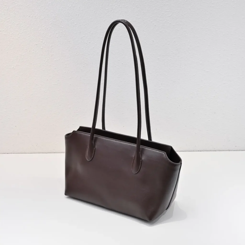 Celine Tote Bag medium dark brown smooth leather shoulder bag with long handles