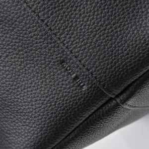 Telfar Shopping Bag small black vegan leather tote with debossed logo and textured finish