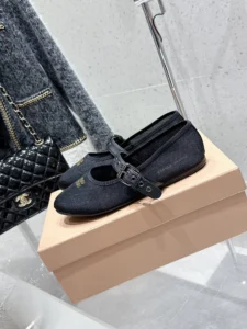 Givenchy Mary Jane flats black canvas leather strap shoes