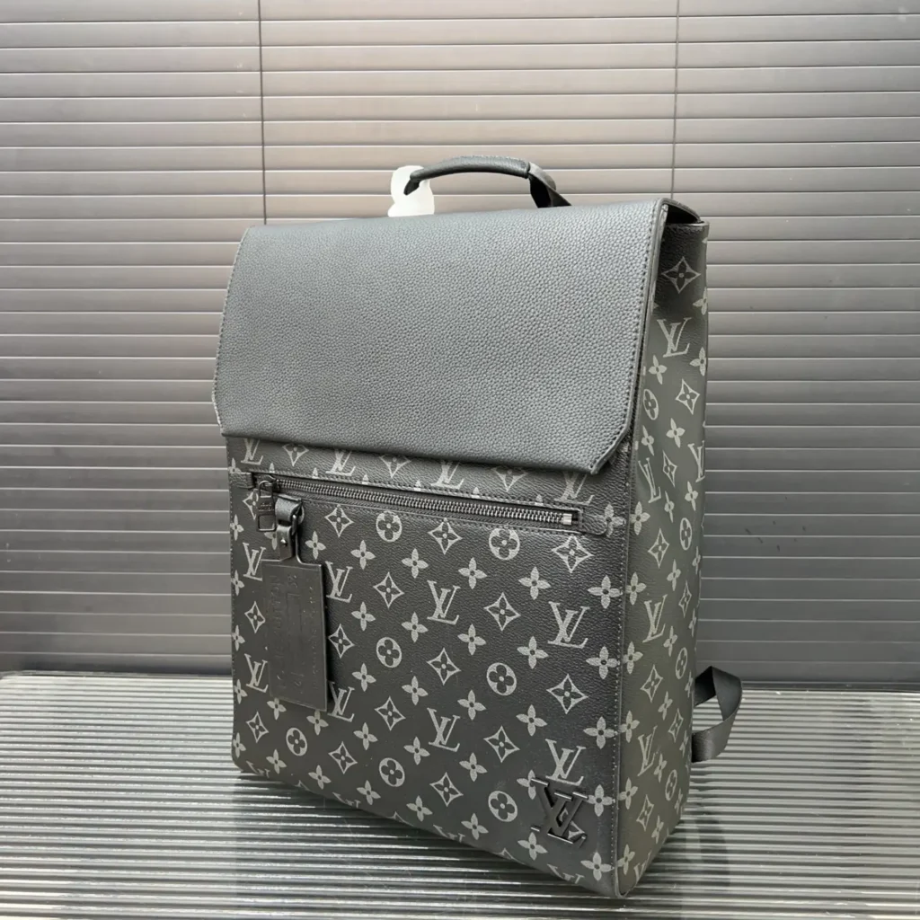 Louis Vuitton Christopher PM backpack gray monogram coated canvas and leather bag with front zipper pocket